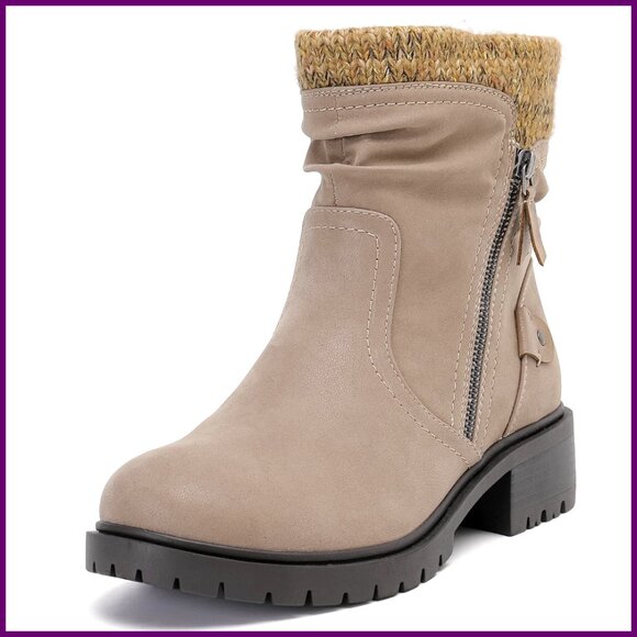 Wide Width Ankle Boots with Memory Foam Insole Side Zipper Slouchy Booties